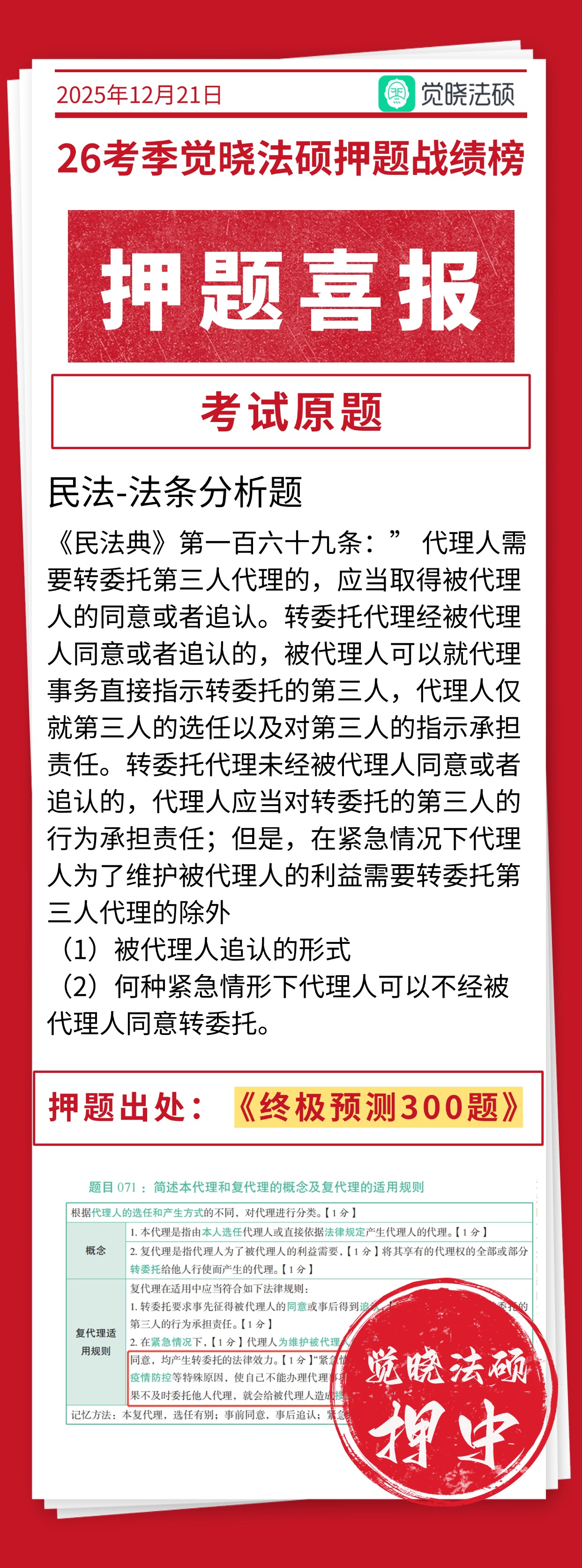 民法押题命中